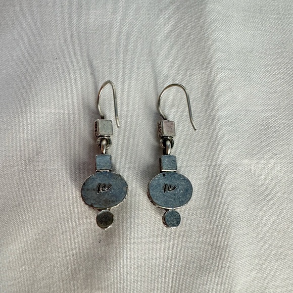 Signed LC Artisan Pearl Drop Handmade Sterling Silver Earrings Modern Vintage - Picture 5 of 8